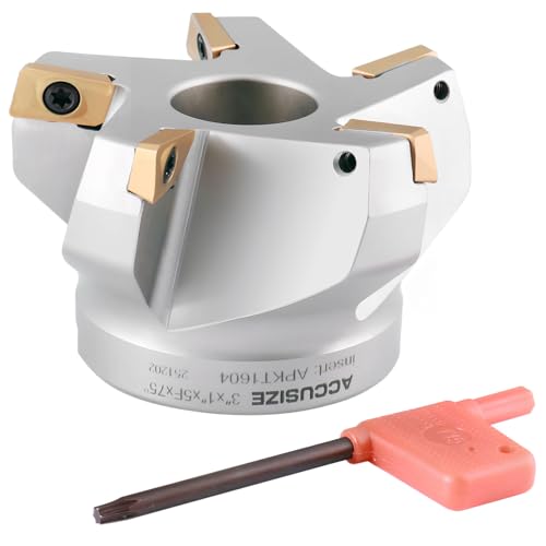 Accusize Indexable Face Mill, 3 in, 75 Deg, 5 APKT1604 Inserts, 0028-2602 - size: 3"