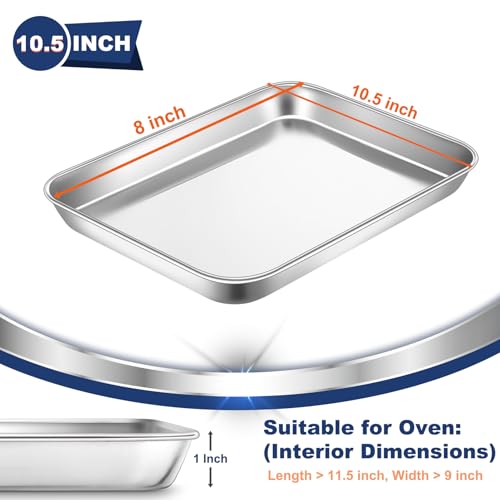 P&P CHEF Baking Sheet Pan, Stainless Steel Cookie Sheet, 10.5 Inch & 2 Pcs - size: 10.5 Inch