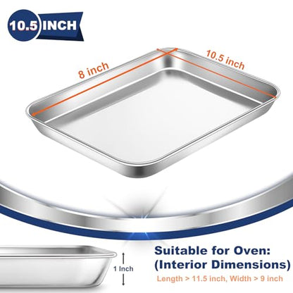 P&P CHEF Baking Sheet Pan, Stainless Steel Cookie Sheet, 10.5 Inch & 2 Pcs - size: 10.5 Inch