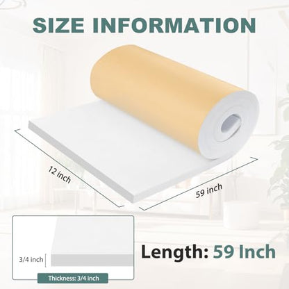 FONUNO Neoprene Foam Padding with Adhesive Closed Cell Foam, White - color: White, size: 12" Wide x 59" Long x 3/4" Thick