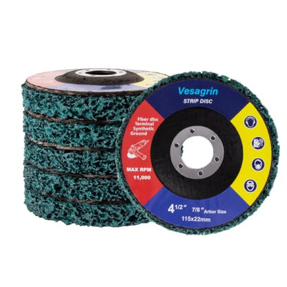 5 Pack 4.5 inch Strip Discs for Angle Grinder, Wire Stripping Wheel Paint Remover for Metal Surfaces, Abrasive Wheels Grinding Discs for Rust Welds Oxidation (4-1/2" x 7/8") - style: 5 PCS Green