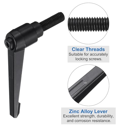uxcell 16pcs Lever Adjustable Handles M10 x 30mm Metric Male Thread, Level Clamping Handle Hand Stud Knobs Rotating Screw Handles Bolts with Locking Lever, Black - size: M10 x 30mm