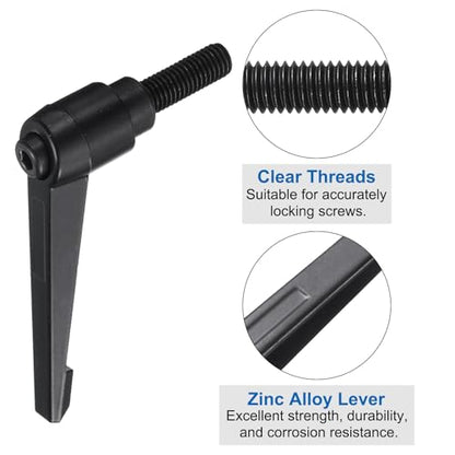 uxcell 16pcs Lever Adjustable Handles M10 x 30mm Metric Male Thread, Level Clamping Handle Hand Stud Knobs Rotating Screw Handles Bolts with Locking Lever, Black - size: M10 x 30mm