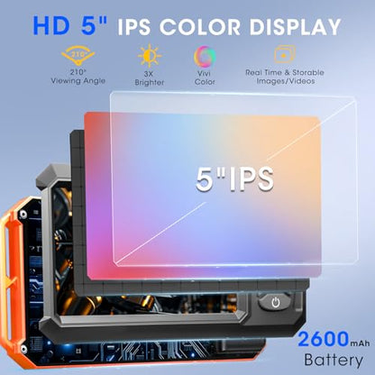 Triple Lens Borescope with 5" IPS Screen, 1920P HD Inspection Camera