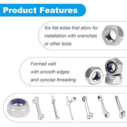 100PCS M5 Locknuts M5x0.8mm Nylon Insert Hex Lock Nuts - size: M5x0.8mm;100 PCS