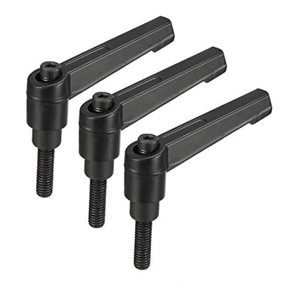 uxcell M6 x 20mm Handle Adjustable Clamping Lever Thread Push Button Ratchet Male Threaded Stud Knobs Locking Rotating Screw Handles Quick Release Bolt Black 3pcs - size: M6x20mm
