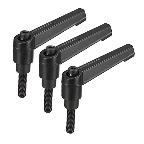 uxcell M6 x 20mm Handle Adjustable Clamping Lever Thread Push Button Ratchet Male Threaded Stud Knobs Locking Rotating Screw Handles Quick Release Bolt Black 3pcs - size: M6x20mm