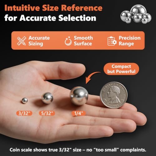 720 Pcs G25 Chrome Steel Bearing Balls Kit, 3/32"-1/4" Imperial - size: 720PCS 3/32"-1/4"