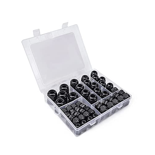 Cable Gland 50 Pack Waterproof Adjustable 3-16mm PG7 PG9 PG11 PG13.5 PG16 PG19 Nylon Cable Glands Joints with Gaskets