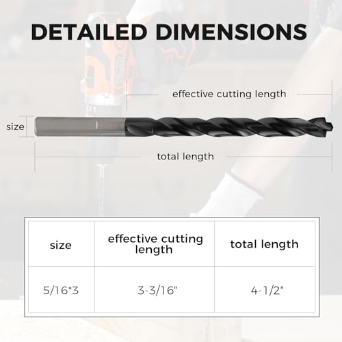 3Pcs 5/16" M35 Cobalt Pro Drill Bit Set, TiAlN with Bullet Point Tip - size: 5/16"(3 Piece)