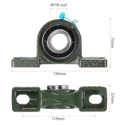 uxcell 2pcs UCP205-14 Pillow Block Bearings 7/8 inch Bore Self Alignment, Solid Cast Iron Base Mounted Chrome Steel Bearings - size: UCP205-14