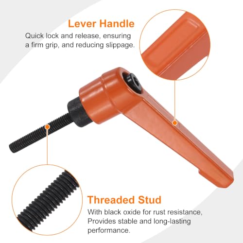 uxcell Clamping Lever Handles for Lathe, M4x25mm Male Thread Orange - size: M4x25mm