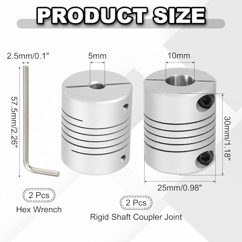 MECCANIXITY 2Pcs Flexible Couplings 5mm to 10mm Aluminum Alloy Coupler - size: 5mm to 10mm