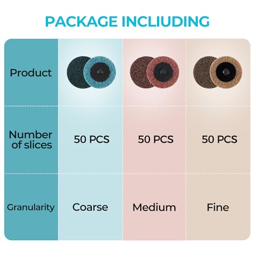 150 PCS Sanding Discs 2 Inch Quick Change Sanding Discs Die Grinder Sanding Disc Fine Coarse Medium Surface Conditioning Discs for Burr Finish Rust Paint Removal - style: 150PCS 2 inch