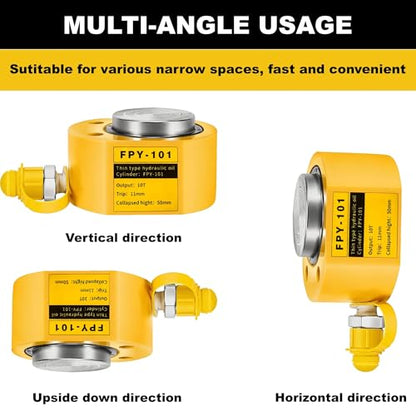 10T Hydraulic Cylinder Jack Porta Power Kit with CP-180 Hydraulic Pump - size: 10T 11mm/0.43' Stroke Hydraulic Jack + CP-180 Pump