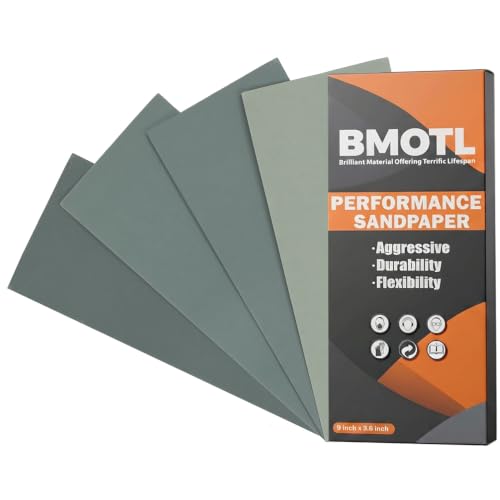Automotive Wet Dry Sandpaper, 3-2/3" x 9", 1000/1500/2000/2500 Grit