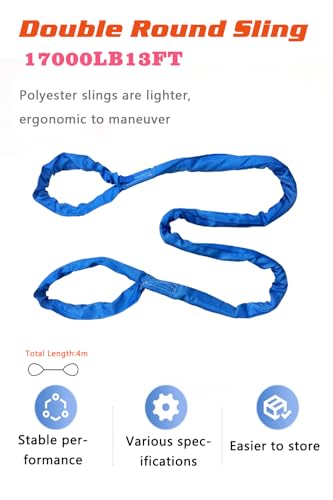 17,000 LBS Lifting Sling, 13 FT Eye & Eye Round Sling - size: 17,000lb-13ft