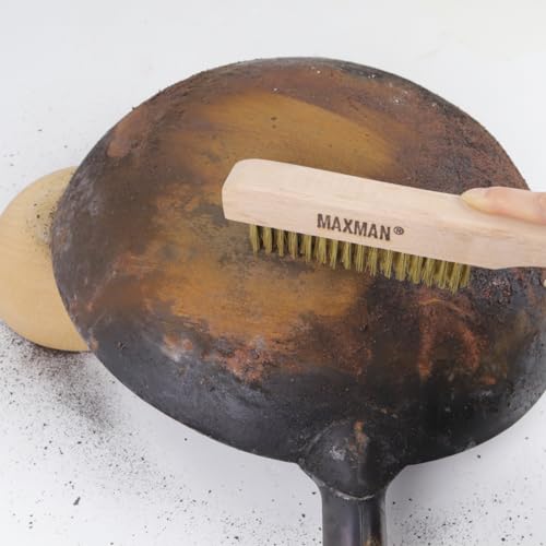 MAXMAN Brass Brush 10", 2Pcs Heavy Duty Brass Wire Brush, Rust/Weld Remover - style: 2Pcs Brass Brushes