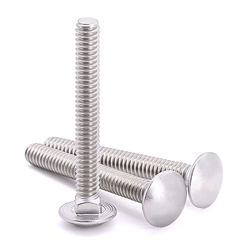 M6-1.0 x 60mm (10 Sets) Carriage Bolt DIN603 with Hex Nut DIN934, Full Coarse Thread, 304 Stainless Steel 18-8, Round Head Square Neck Screws Coach Bolt - size: M6-1.0 x 60mm