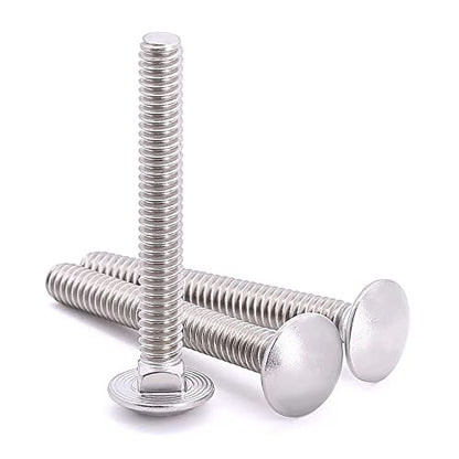 M6-1.0 x 60mm (10 Sets) Carriage Bolt DIN603 with Hex Nut DIN934, Full Coarse Thread, 304 Stainless Steel 18-8, Round Head Square Neck Screws Coach Bolt - size: M6-1.0 x 60mm
