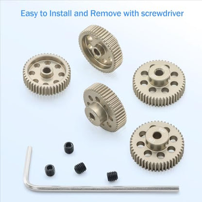 64DP Pinion Gear Set 46T 47T 48T 49T 50T for 3.175 mm Shaft Aluminium Alloy Pinion Gear with Screwdriver for 1/10 RC Car Motor - size: 46T 47T 48T 49T 50T