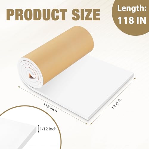 LSGCQ Sponge Neoprene Foam Padding Self Adhesive Foam Sheets, White - color: White, size: 12" Wide x 1/2" Thick x 118" Long