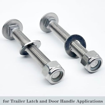 4 Sets Stainless Steel Trailer Hardware Kit,5/16-18 x 2-1/2" Carriage Bolts Screws Round Head Square Neck and Hex Nuts & Flat Washers,for Trailer Latch and Door Handle Applications