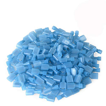 100 Pcs XHF Blue Nylon Male Spade Connectors 16-14 AWG Quick Disconnect Wire Terminals Insulated Wire Crimp Connectors - size: Male Blue 100PCS