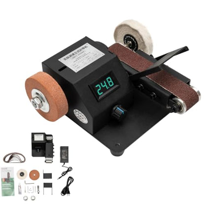 350W Electric Mini Belt Sander 90 Degree Knife Sharpener Electric Bench Grinder Sanding Machine with Adapter Powerful Bench Sander for Metal Wood DIY Handcraft, Tool & Knife Sharpening
