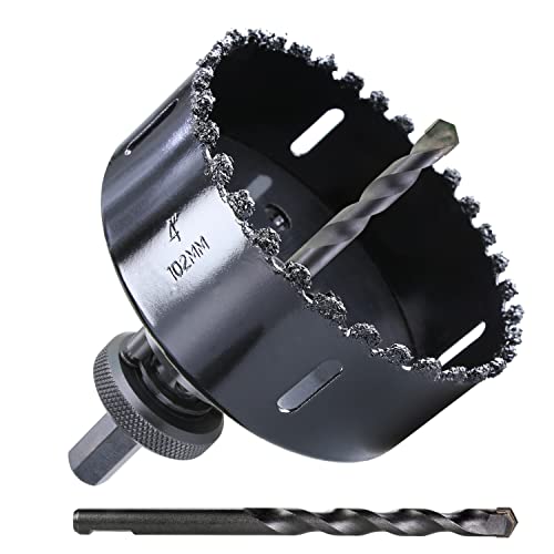 4 inch Carbide Grit Hole Saw Cutter for Hardy Plank Air Brick Stucco Drywall Fiber Cement siding Backer Board Plasterboard - color: (102mm)4"