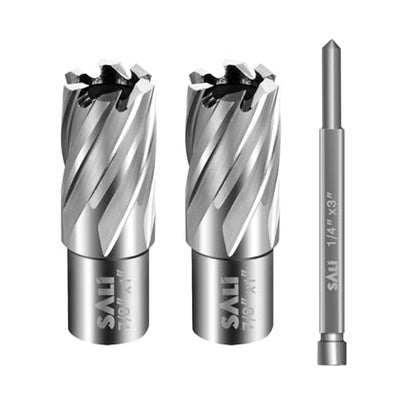SALI 2 pcs Annular Cutter Diameter 7/8 Inch with Weldon Shank 3/4" (with 2 Flats) Cutting Depth 1" Mag Drill Bit for Magnetic Drill Press HSS Fully Ground Drill with One 1/4"*3" Pilot Pin - size: 7/8"*1"