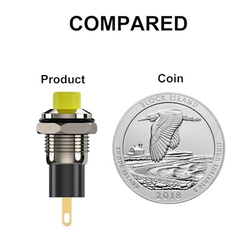 Push Button Switch, Self Locking Mini Switches Latching 10mm Round DC24V 0.5A Yellow Cap 5PCS - style: Yellow