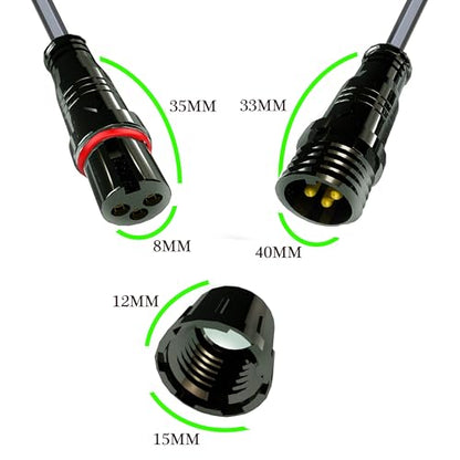 Waterproof Connectors 3 Wire, 20AWG Male Female Plug LED Connector with 3Pin, IP68 20CM Extension Cable for Car, Truck, Boat, LED Strip Lights, (5Pairs) - size: 20AWG 3pin waterproof connector