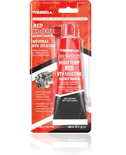 Visbella High Temperature RTV Silicone Gasket Maker, Sealed Oil Resistant Waterproof Quick Dry Liquid for Bonding Internal Combustion, Steam Turbines, Automotive Engine Parts 3.7OZ (Red) - color: Red