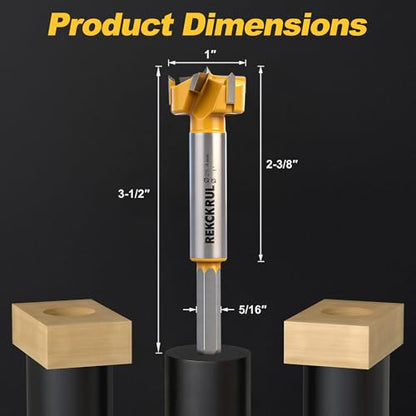 1" | 25.4mm Triple Flute Tungsten Carbide Forstner Drill Bit (Hex) - size: 1" | 25.4mm