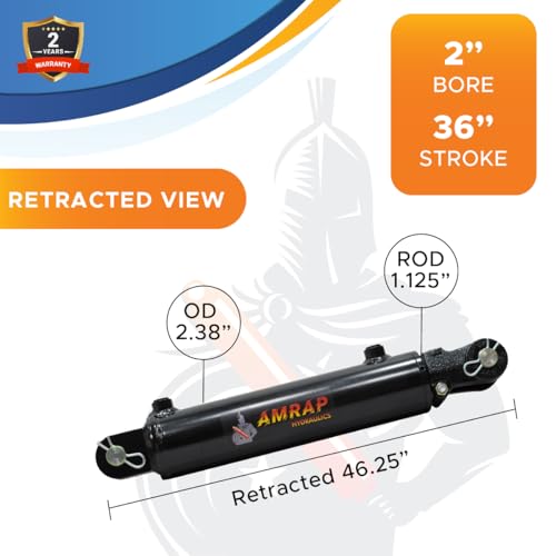 2x36 Hydraulic Cylinder - 2" Bore 36" Stroke Double Acting Welded Threaded Clevis Hydraulic Cylinder 3500 PSI Retracted: 46.25, Extended: 82.25,SAE#8 - size: 2x36