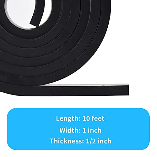 DEVNOL Rubber Strip 1/2(.500)" Thick X 1" Wide X 10'Long Grade 65A for Gasket, Surface Protection, Sealing - size: 1/2" x 1" x 10'