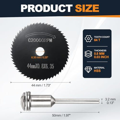 Cutting Wheel Set 2Pcs 1.73" 44mm Diameter HSS Circular Saw Blades - color: Black, size: 1.73"(44mm) Diameter, 0.13"(3.2mm) Round Shank
