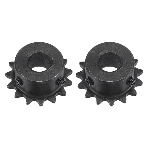uxcell #25 Chain Roller Sprocket, 10mm Bore 1/4" Pitch 15 Tooth Single Strand Chain Sprocket, C45 Carbon Steel 25 Roller Chain Sprocket with Set Screws for ISO 04C Chain, 2Pcs - size: 33.5mmx10mm