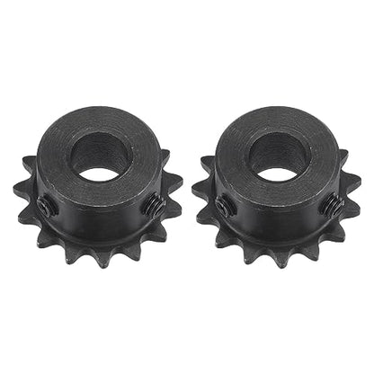 uxcell #25 Chain Roller Sprocket, 10mm Bore 1/4" Pitch 15 Tooth Single Strand Chain Sprocket, C45 Carbon Steel 25 Roller Chain Sprocket with Set Screws for ISO 04C Chain, 2Pcs - size: 33.5mmx10mm