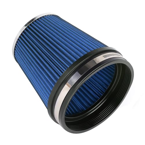 6" 152 mm High Flow Inlet Air Filter, Air Intake Cone Filter Replacement Performance Washable Clamp-On Dry, 6'' Tall(Blue) - color: 6'' Tall-Blue