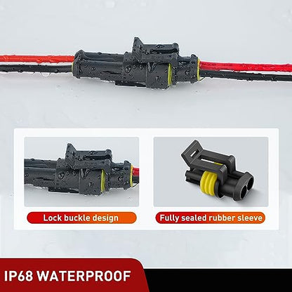 Nilight 200PCS 2 Pin Electrical Connector ‎Plug with Male Female Terminals - size: 2Pin Connector 200Pcs