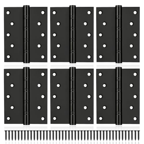 5" Ball Bearing Door Hinges 6 Pack, Heavy Duty Stainless Steel Hinge 5 x 4 Inch for Interior Exterior Doors, with Stainless Steel Screws, Matte Black - size: 5inch - 6 Pack