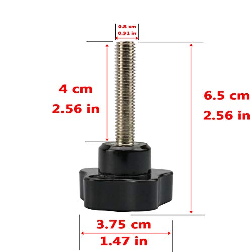 10PCS (m8x40-10pc Thread Clamping Black Plastic Hand Knob Star Shape Screw on Knob for Machine Tools)