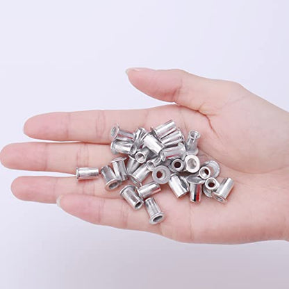 M4 4 mm Flat Head Aluminum Rivet Nut Blind Insert Nut Pack of 100 - size: M4