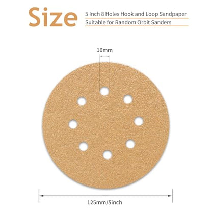 50 PCS 40 Grit 5 Inch 8 Hole Sanding Discs - style: 40 Grit,50-Pack