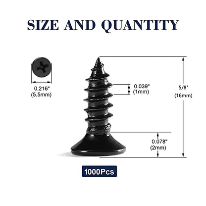#4 x 5/8" Wood Screw 1000Pcs 18-8 (304) Stainless Steel Screws Flat Head Phillips Fast Self Tapping Drywall Screws Black Oxide by SG TZH - size: #4 x 5/8"-1000Pcs