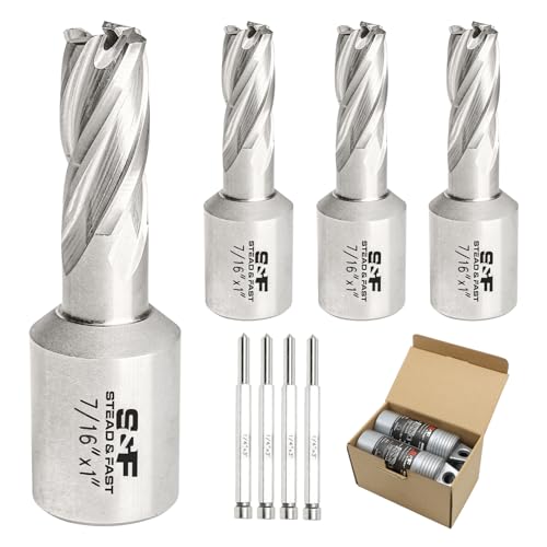 S&F STEAD & FAST Annular Cutter Set 4 Pcs, 7/16" x 1" DOC, Mag Drill Bits - style: 4P-7_16x1