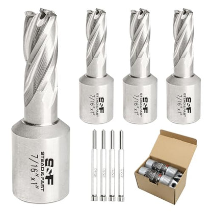 S&F STEAD & FAST Annular Cutter Set 4 Pcs, 7/16" x 1" DOC, Mag Drill Bits - style: 4P-7_16x1
