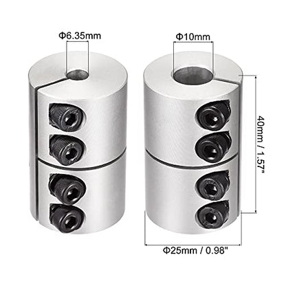 uxcell 2pcs 6.35mm to 10mm Shaft Coupling 25mmx40mm Coupler Aluminum Alloy Joint Motor for 3D Printer CNC Machine DIY Encoder - size: 10mm x 6.35mm